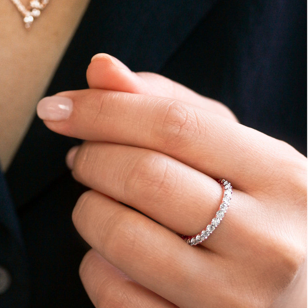 1 Carat Natural Diamond Deep U-Prong Eternity Ring
