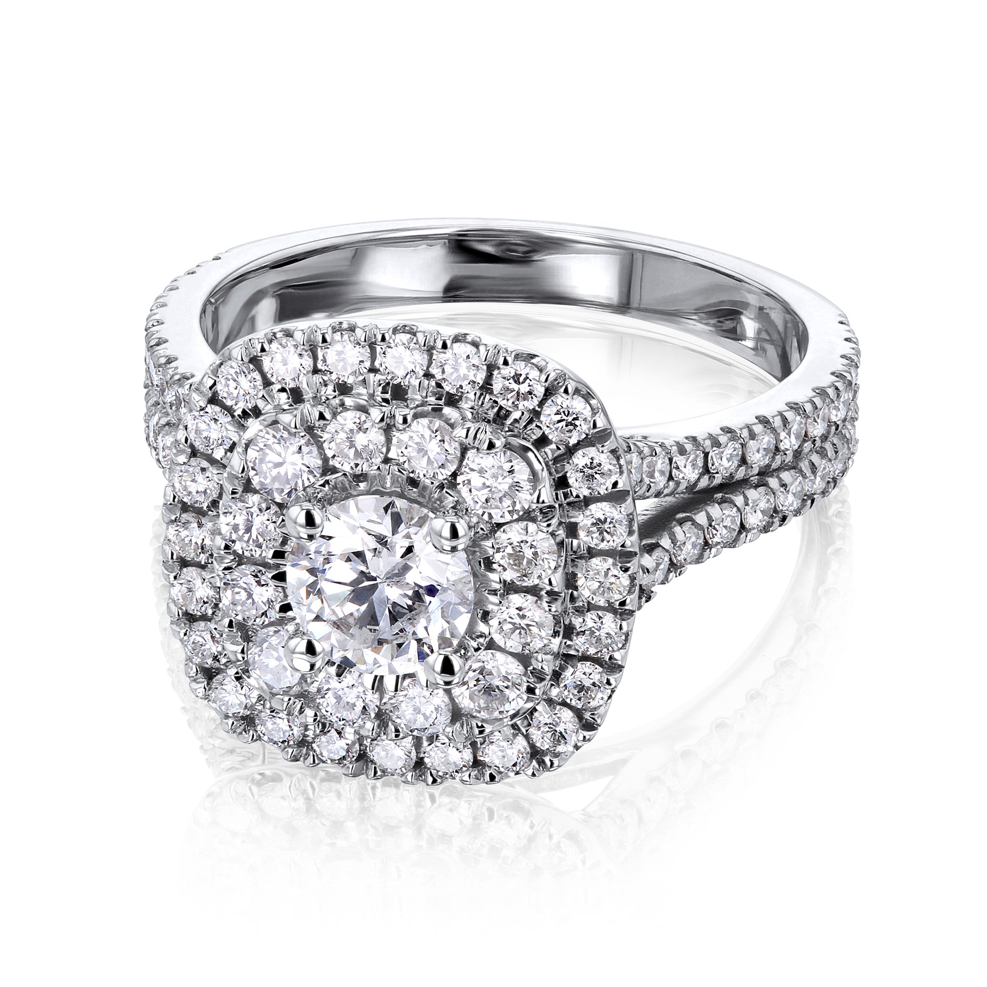 1.7 Carat Natural Diamond Cushion Cluster Serah Ring