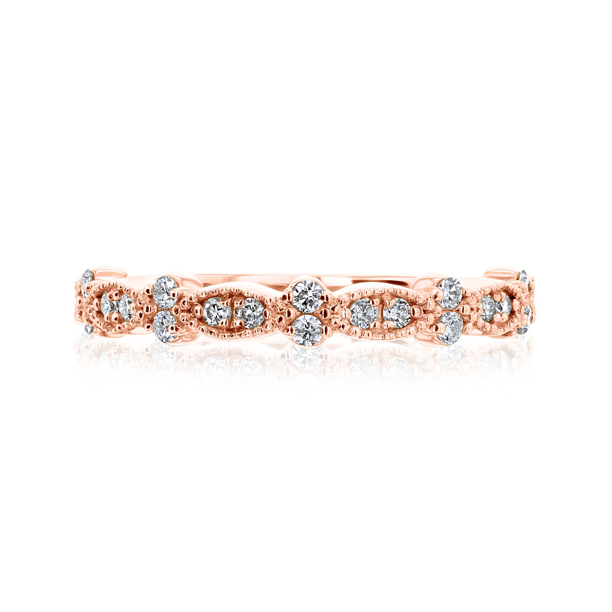 Kobelli Scallop Wedding Bands for Her 14k Gold Genuine Diamonds