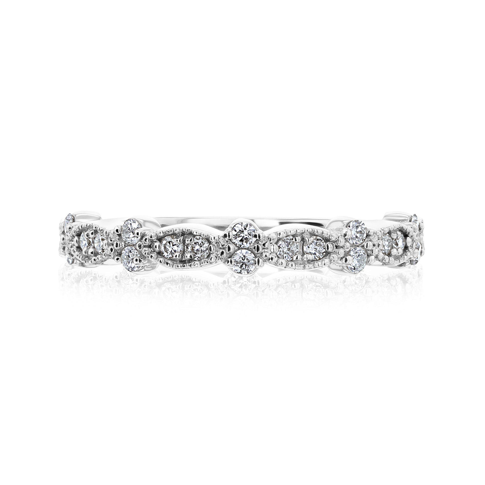 Kobelli Scallop Wedding Bands for Her 14k Gold Genuine Diamonds