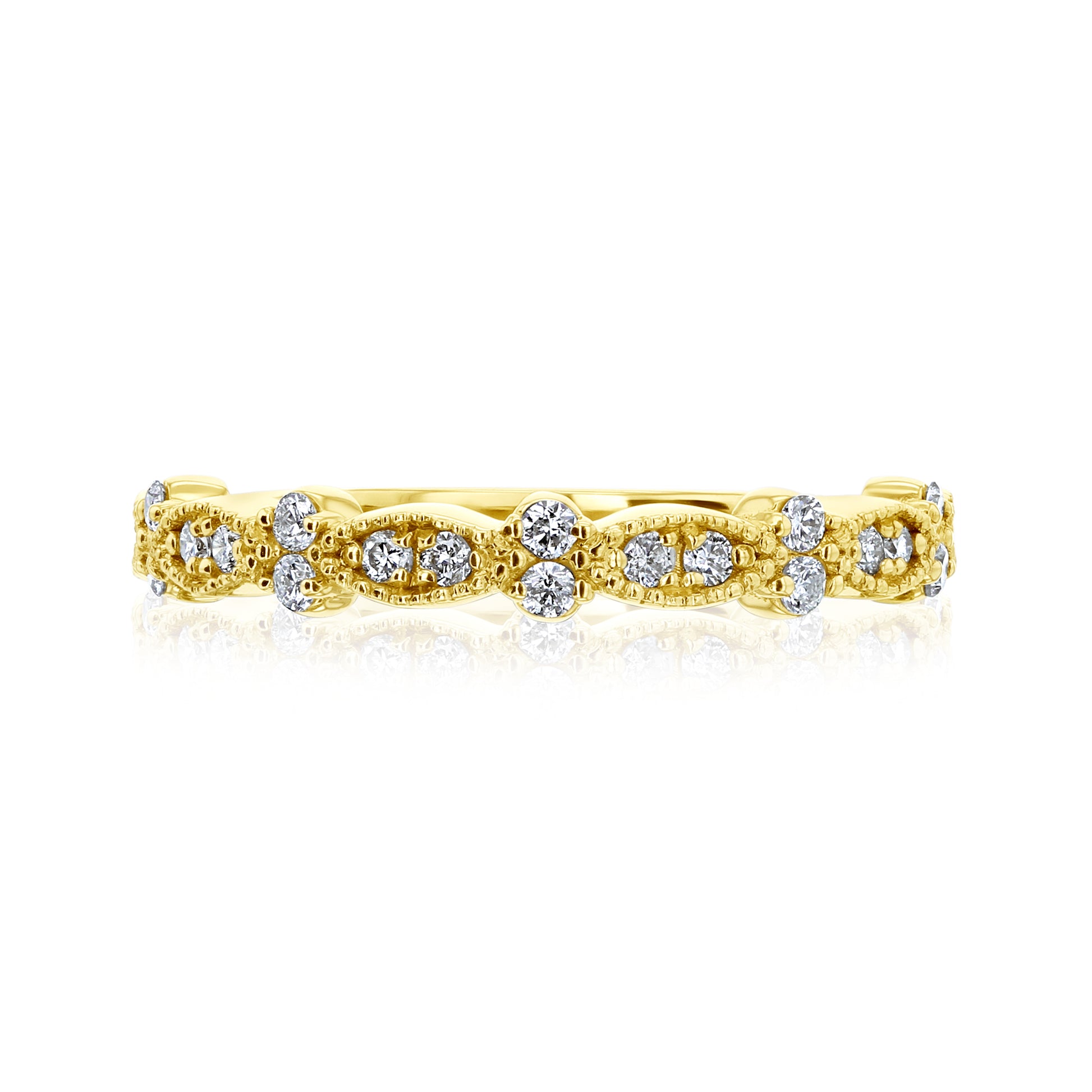 Kobelli Scallop Wedding Bands for Her 14k Gold Genuine Diamonds