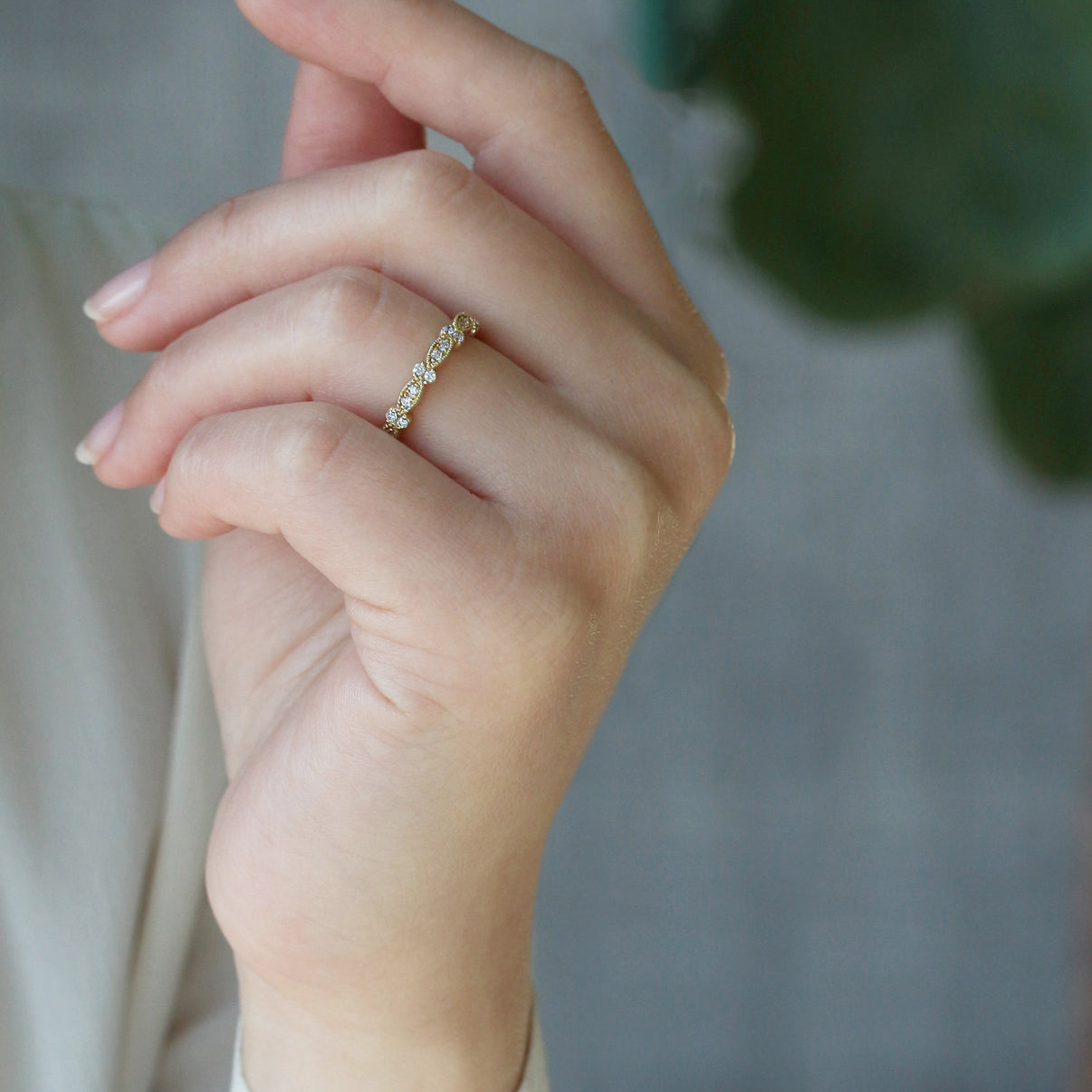 Kobelli Scallop Wedding Bands for Her 14k Gold Genuine Diamonds
