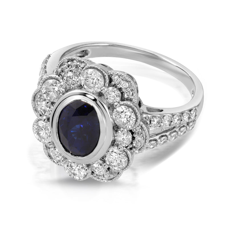 Kobelli Black-Blue Sapphire Diamond Ring