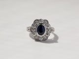 3.46ct.tw Black-Blue & White Primrose Ring