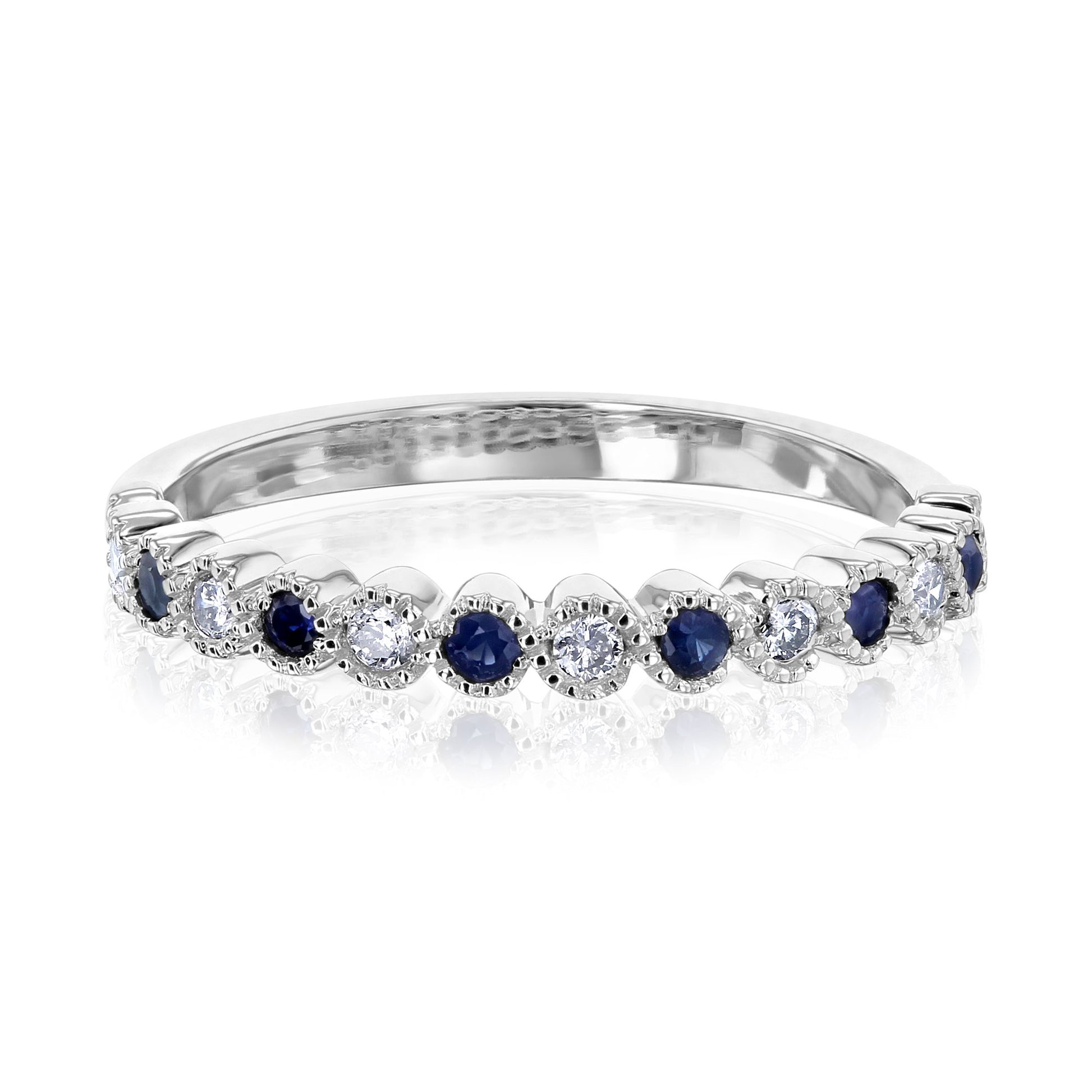 Kobelli Diamond and Sapphire Milgrain Band