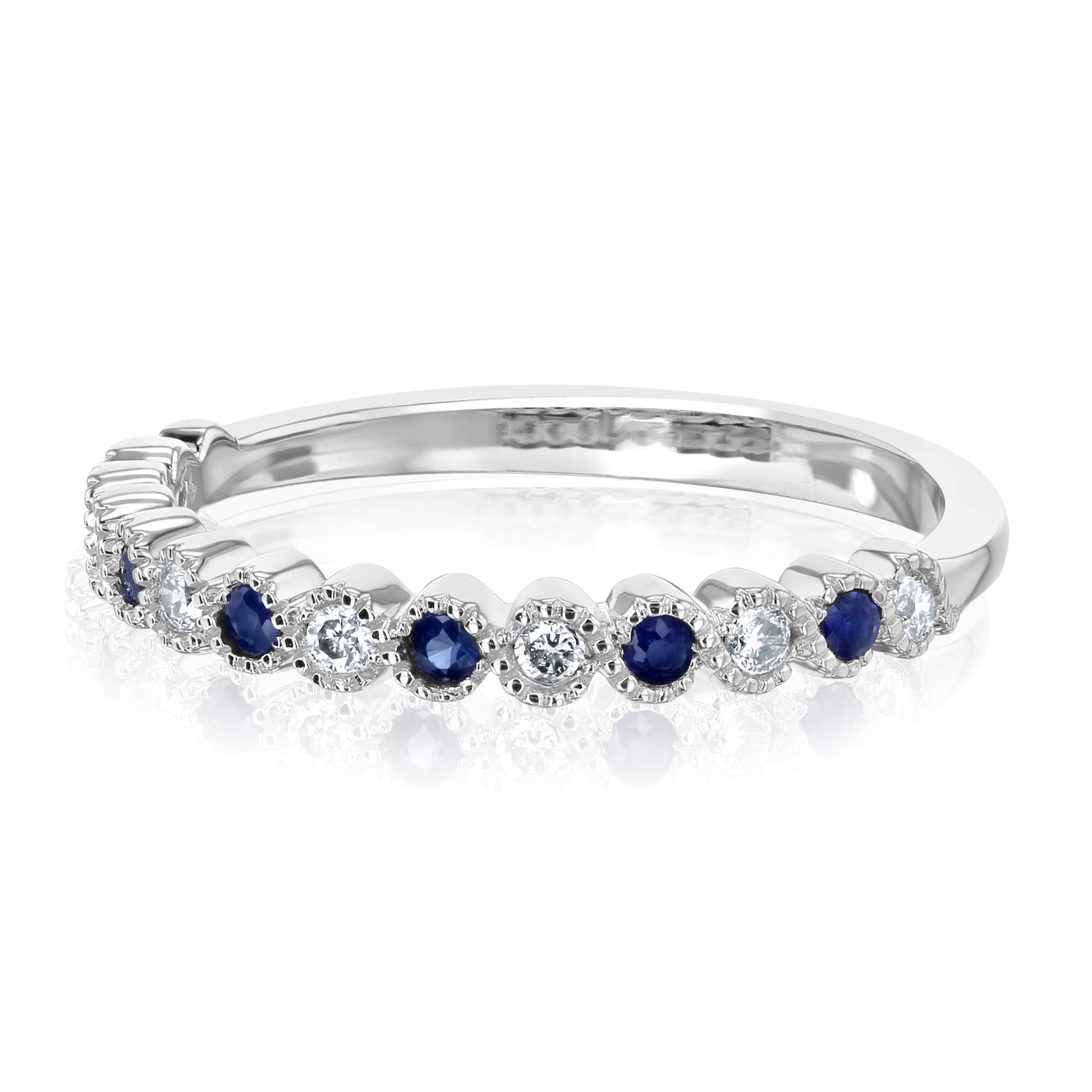 Kobelli Diamond and Sapphire Milgrain Band