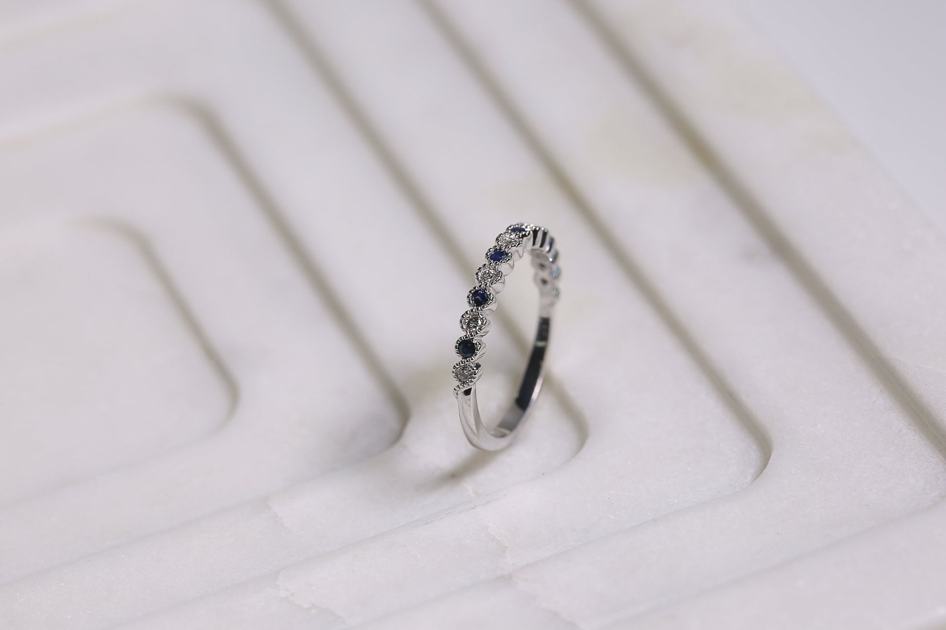 Kobelli Diamond and Sapphire Milgrain Band