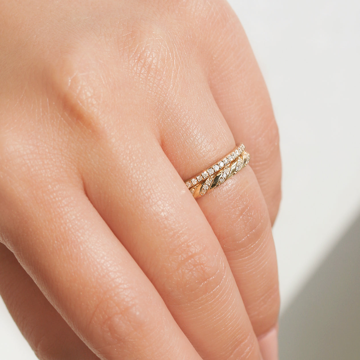 0.25 Carat Natural Diamond Twist Pavé Dual Row Kiki Ring