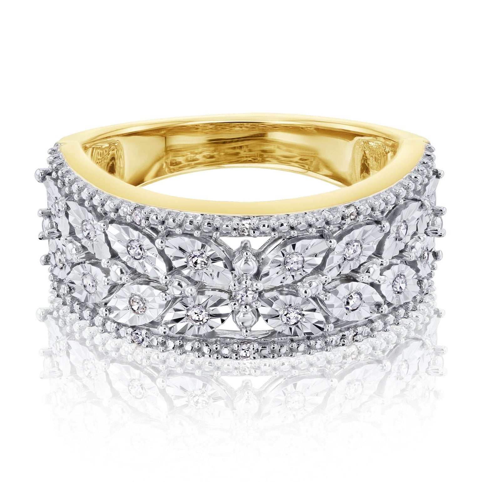 0.1 Carat Natural Diamond Wide Butterfly Ring