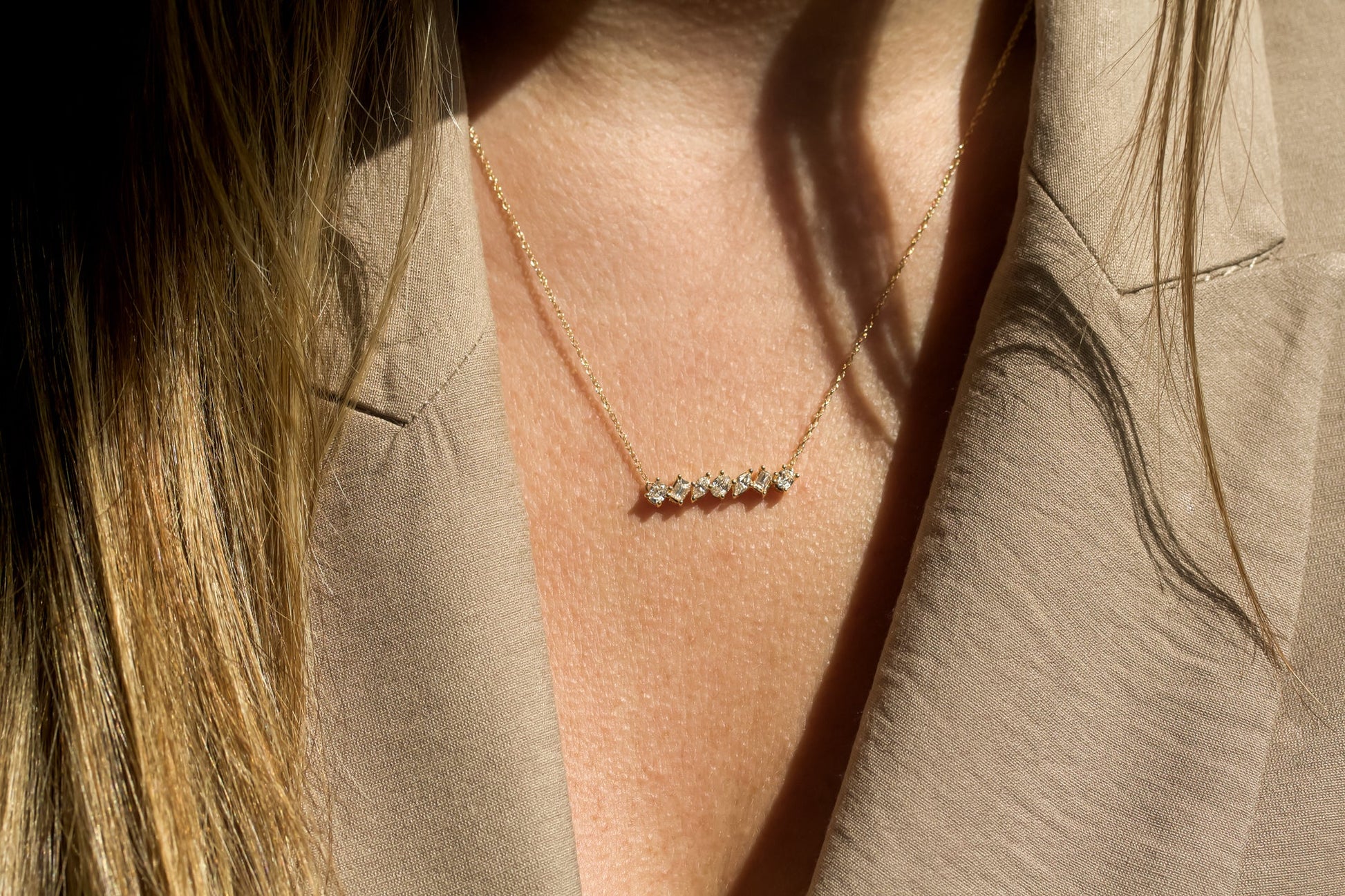 Kobelli Mixy Natural Diamonds Bar Necklace