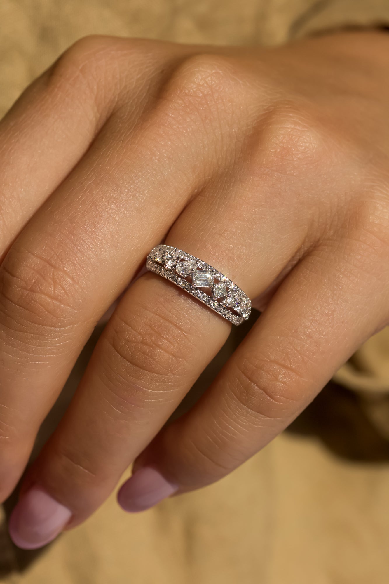 Kobelli Mixy Diagonal Triple Strand Diamond Row Band