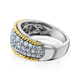 Kobelli-Ring mit hellem Wabenpflaster und Diamanten aus 1 Karat 10-karätigem Gold