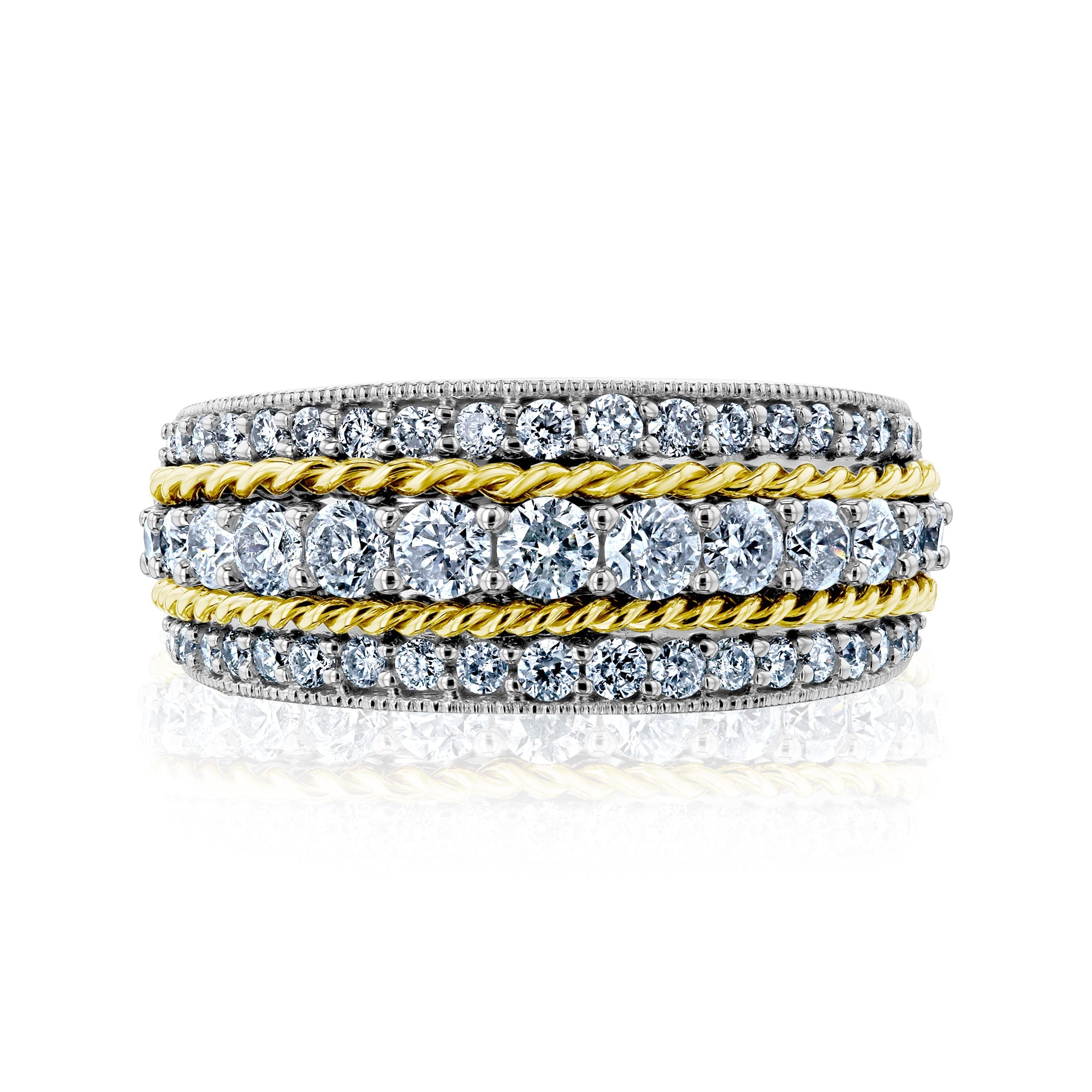 Kobelli Golden Lined Wide Diamond Ring