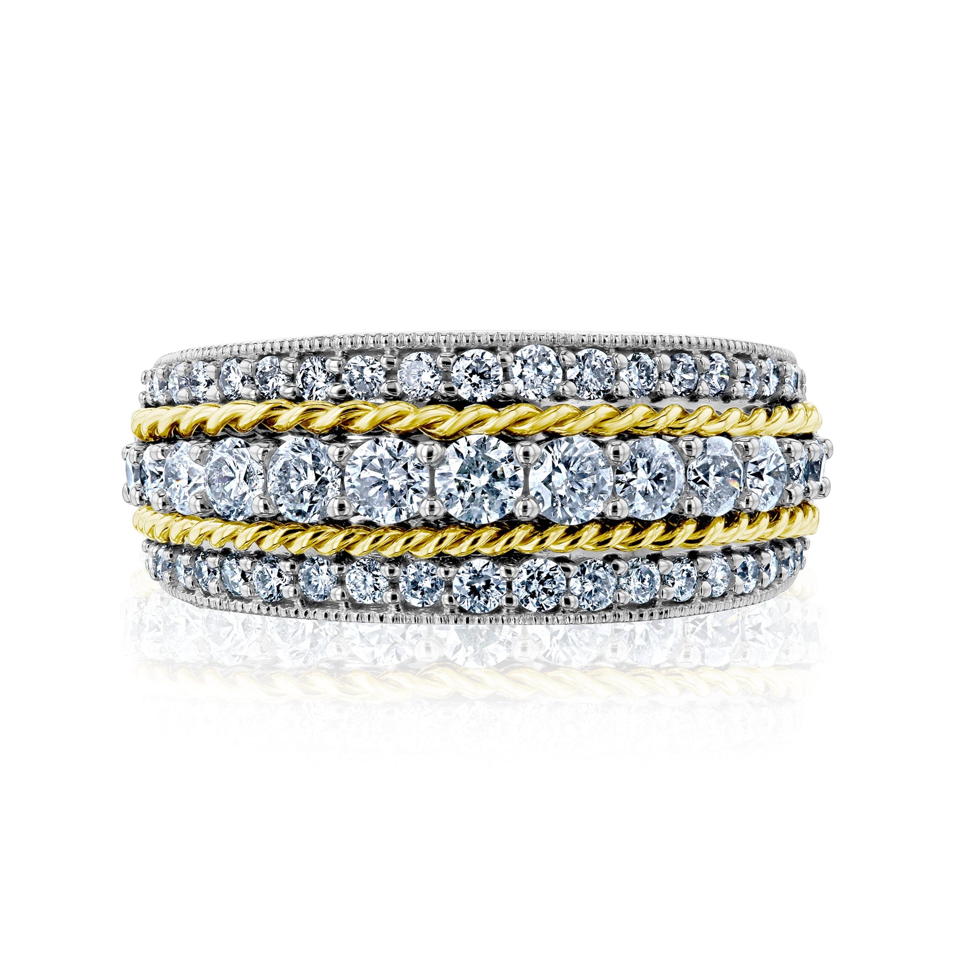 Kobelli Golden Lined Wide Diamond Ring