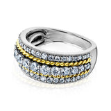 Kobelli Golden Lined Wide Diamond Ring