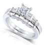 Kobelli Princess-cut Diamond Bridal Ring Set 1 Carat (ctw) in 14k White Gold (Certified)