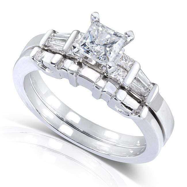 Kobelli Princess-cut Diamond Bridal Ring Set 1 Carat (ctw) in 14k White Gold (Certified)