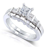 Kobelli Princess-cut diamantbröllopsringset 1 karat (ctw) i 14k vitguld (certifierat)