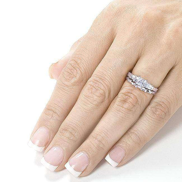 Kobelli Princess-cut Diamond Bridal Ring Set 1 Carat (ctw) in 14k White Gold (Certified)
