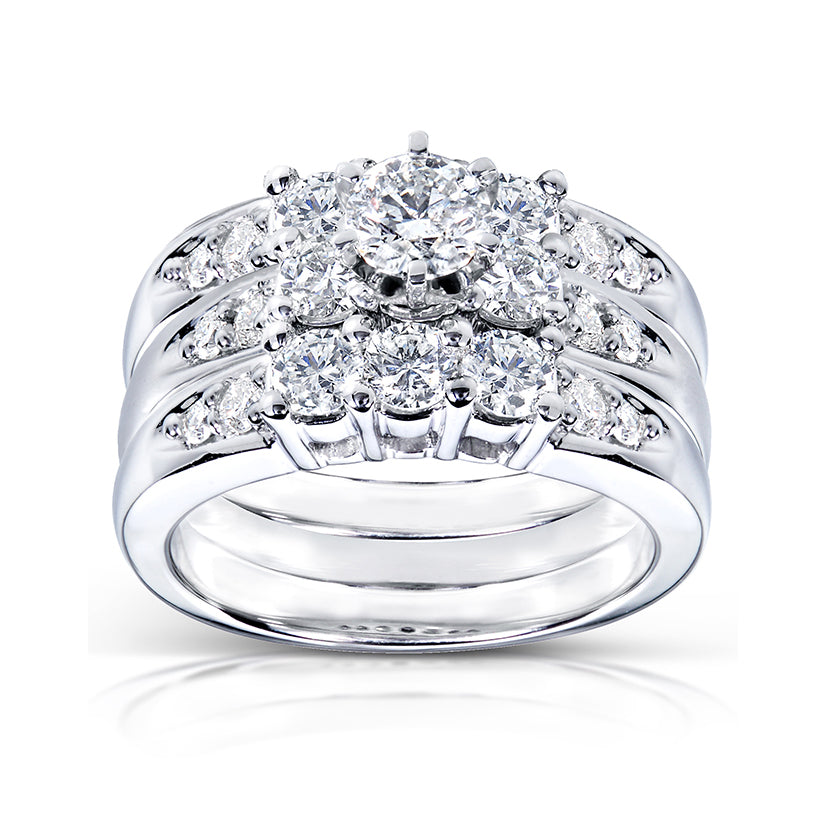 1.6 Carat Natural Diamond 3pc 3-Stone Bridal Set