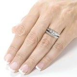 Kobelli Three-Stone Diamond Engagement Ring and Wedding Band Set 4/5 carat (ctw) in 14k White Gold