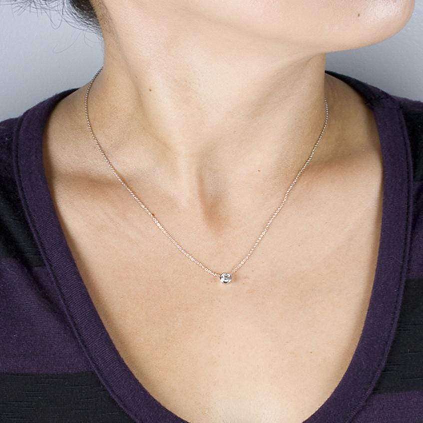 Kobelli Diamond Solitaire 1/3 Carat Bezel Necklace in 14K Gold