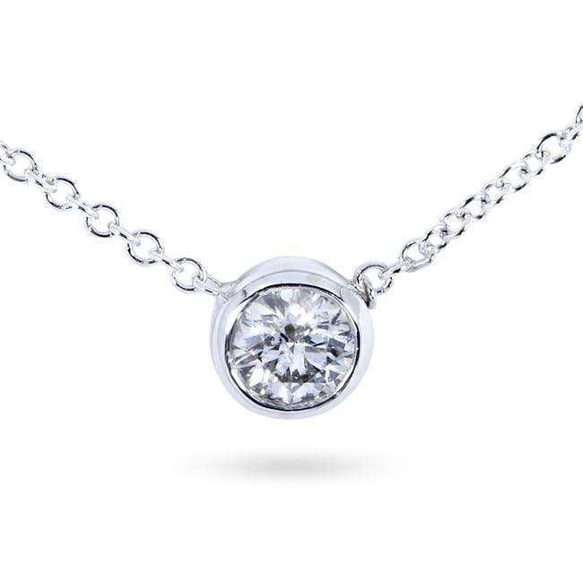 Kobelli Diamond Solitaire 1/3 Carat Bezel Necklace in 14K Gold 6697_WG