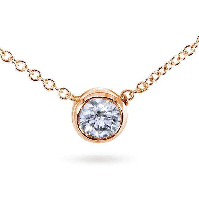Kobelli Diamond Solitaire 1/3 Carat Bezel Necklace in 14K Gold 6697_RG