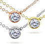 Kobelli Diamond Solitaire 1/3 Carat Bezel Necklace in 14K Gold