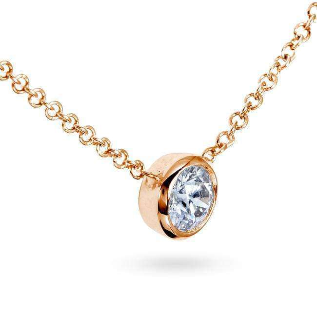 Kobelli Diamond Solitaire 1/3 Carat Bezel Necklace in 14K Gold