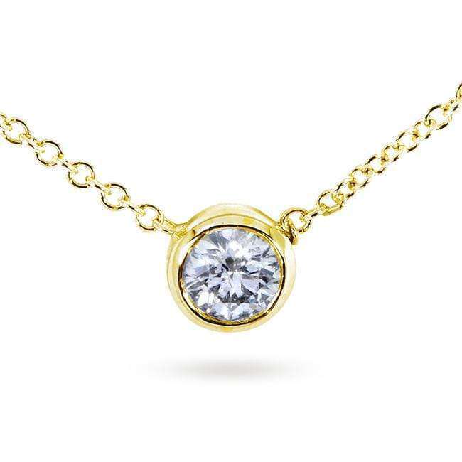 Kobelli Diamond Solitaire 1/3 Carat Bezel Necklace in 14K Gold 6697_YG