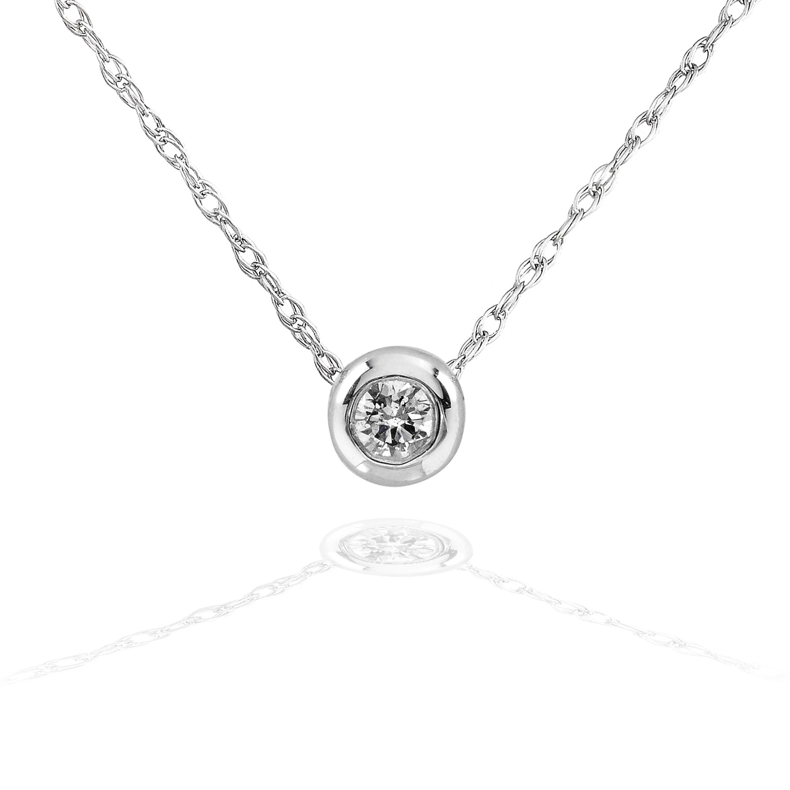 Kobelli Tiny Diamond Solitaire Bezel Necklace in 14k Gold (18" Chain)