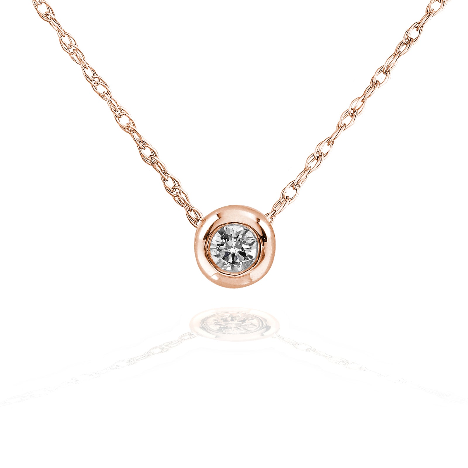 Kobelli Tiny Diamond Solitaire Bezel Necklace in 14k Gold (18" Chain)