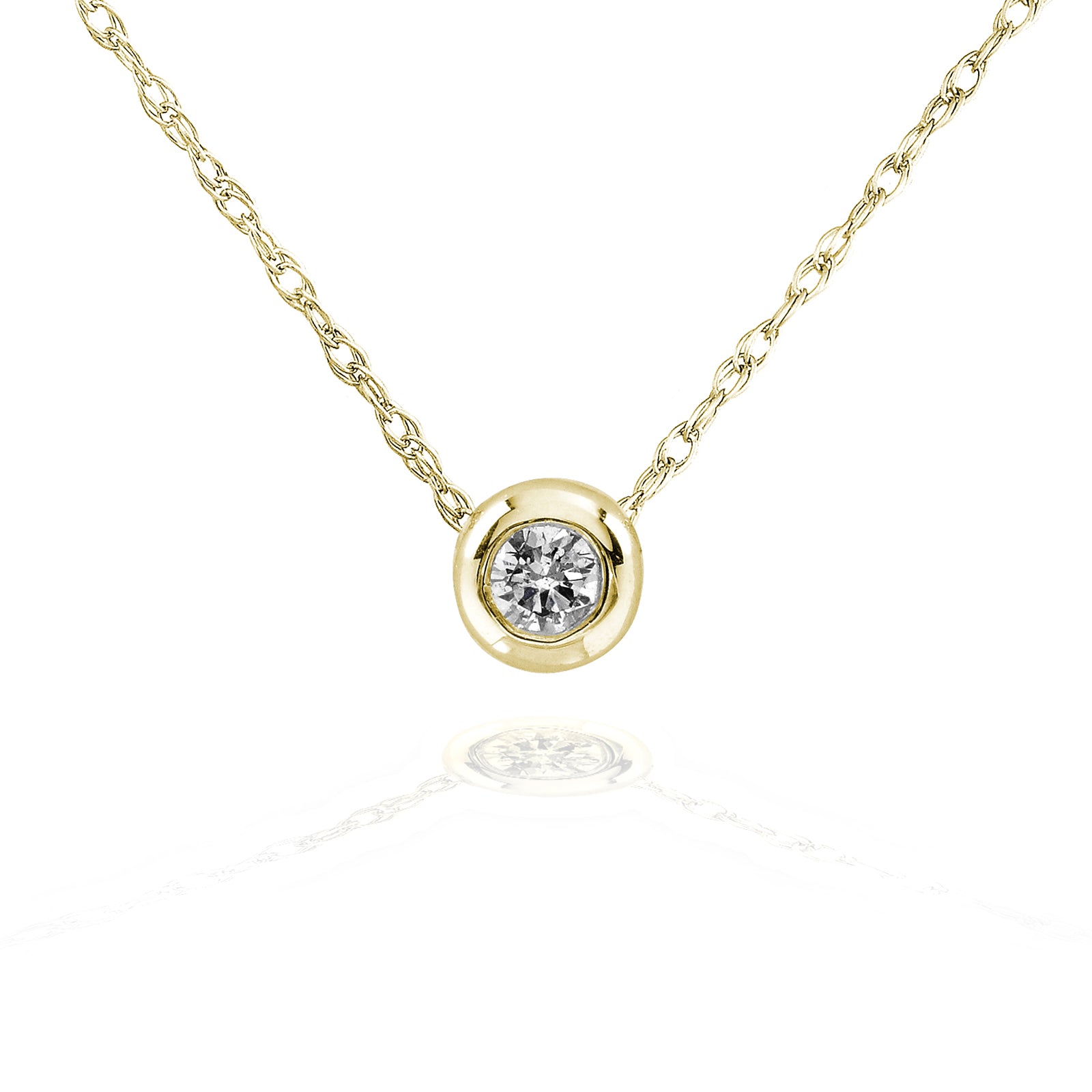 Kobelli Tiny Diamond Solitaire Bezel Necklace in 14k Gold (18" Chain)