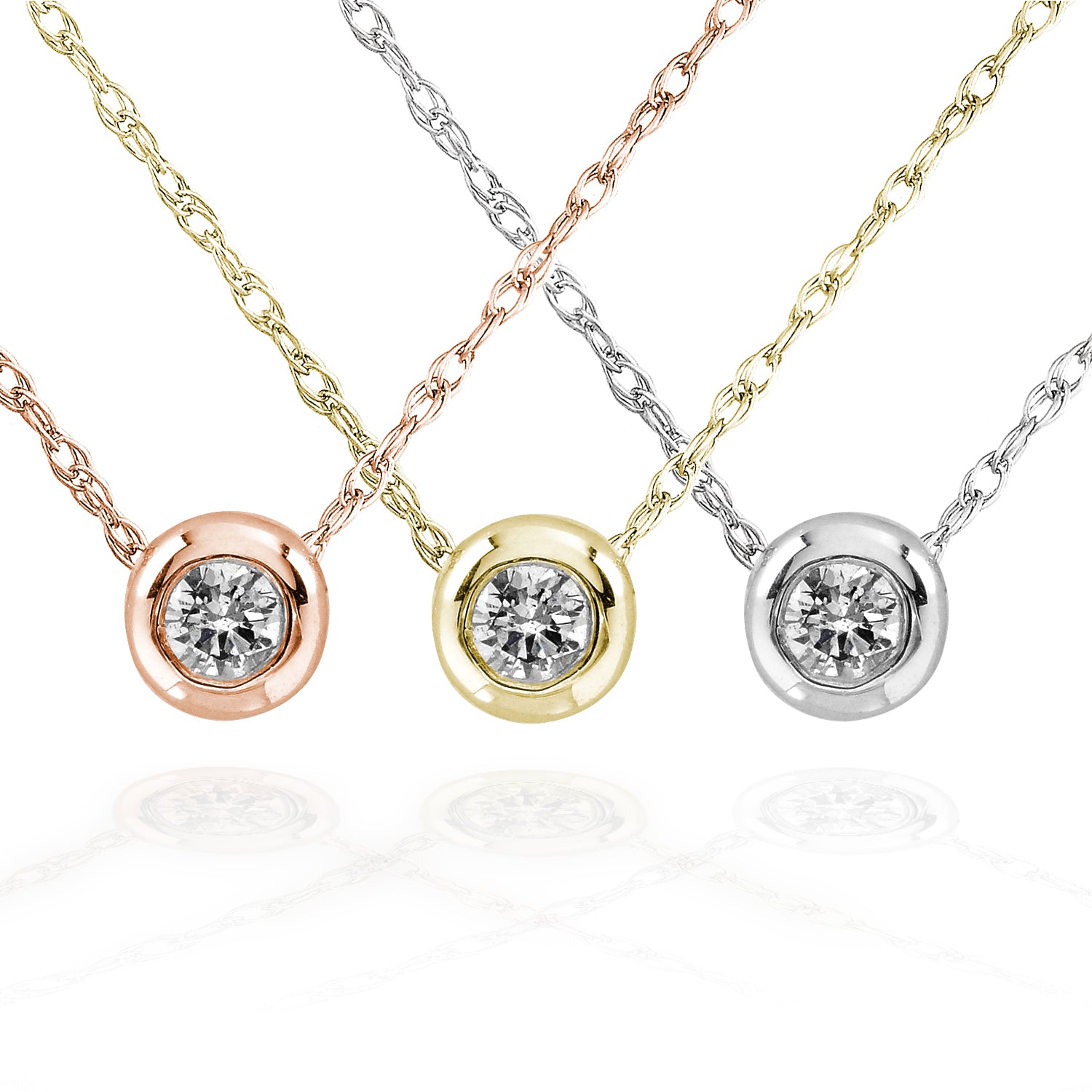 Kobelli Tiny Diamond Solitaire Bezel Necklace in 14k Gold (18" Chain)