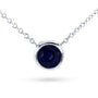 Kobelli Dark Blue Sapphire Bezel Solitaire Pendant 3/5 Carat in 14K White Gold (16" Chain) 6698RBS-60