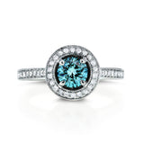 anel Halo de diamante azul tratado de 1,05 ct.tw - tamanho 4