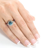 1,05 ct.tw behandelter blauer Diamant-Halo-Ring – Größe 4
