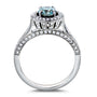 Kobelli Vintage Fancy Blue Diamond Diamond Halo Engagement Ring 1 CTW in 14k White Gold