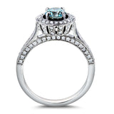 Kobelli Vintage Fancy Blue Diamond Diamond Halo Förlovningsring 1 CTW i 14 k vitguld