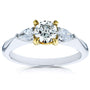 Kobelli Light Fancy Yellow Mixed Diamond 3 Stone Pinched Shank Engagement Ring 7/8ct TDW 14k Gold Ring