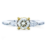 Kobelli Light Fancy Yellow Mixed Diamond 3 Stone Pinched Shank Engagement Ring 7/8ct TDW 14k Gold Ring