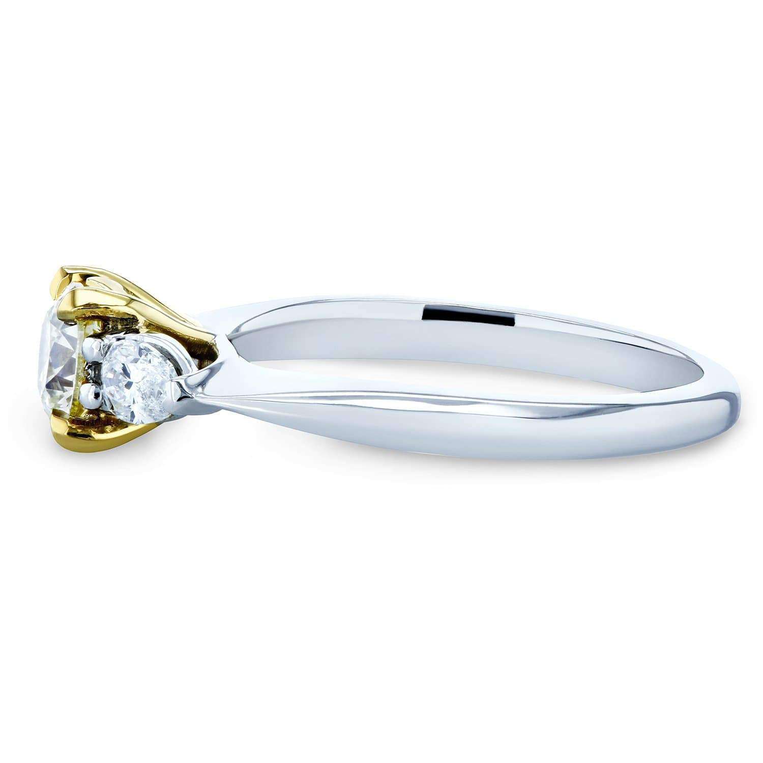 Kobelli Light Fancy Yellow Mixed Diamond 3 Stone Pinched Shank Engagement Ring 7/8ct TDW 14k Gold Ring