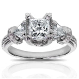 Kobelli-certifierad Princess Cut 3-stens diamantförlovningsring 1 3/4 CTW i 14k vitguld