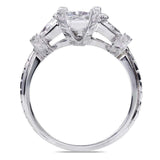 Kobelli-zertifizierter Princess-Schliff-Diamant-Verlobungsring mit 3 Steinen (1 3/4 CTW) aus 14 Karat Weißgold