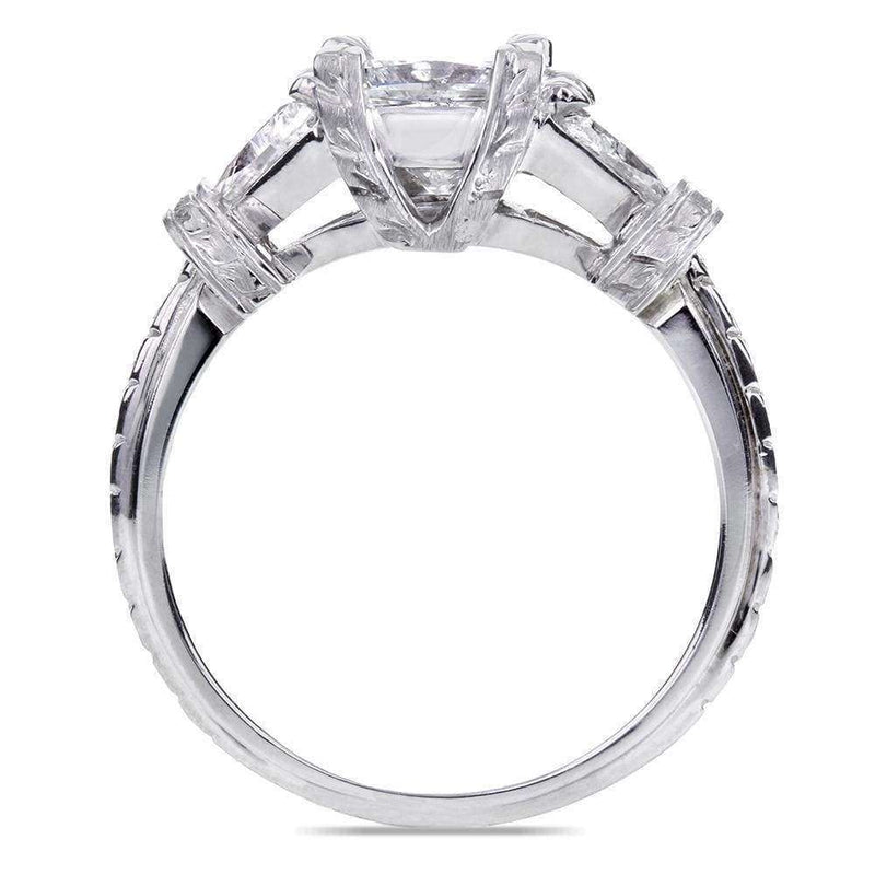 Kobelli Certified Princess Cut 3-Stone Diamond Engagement Ring 1 3/4 CTW in 14k White Gold