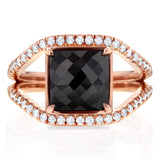 Kobelli-Ring mit schwarzem Diamant im Princess-Schliff, 4 CTW in 14 Karat Roségold