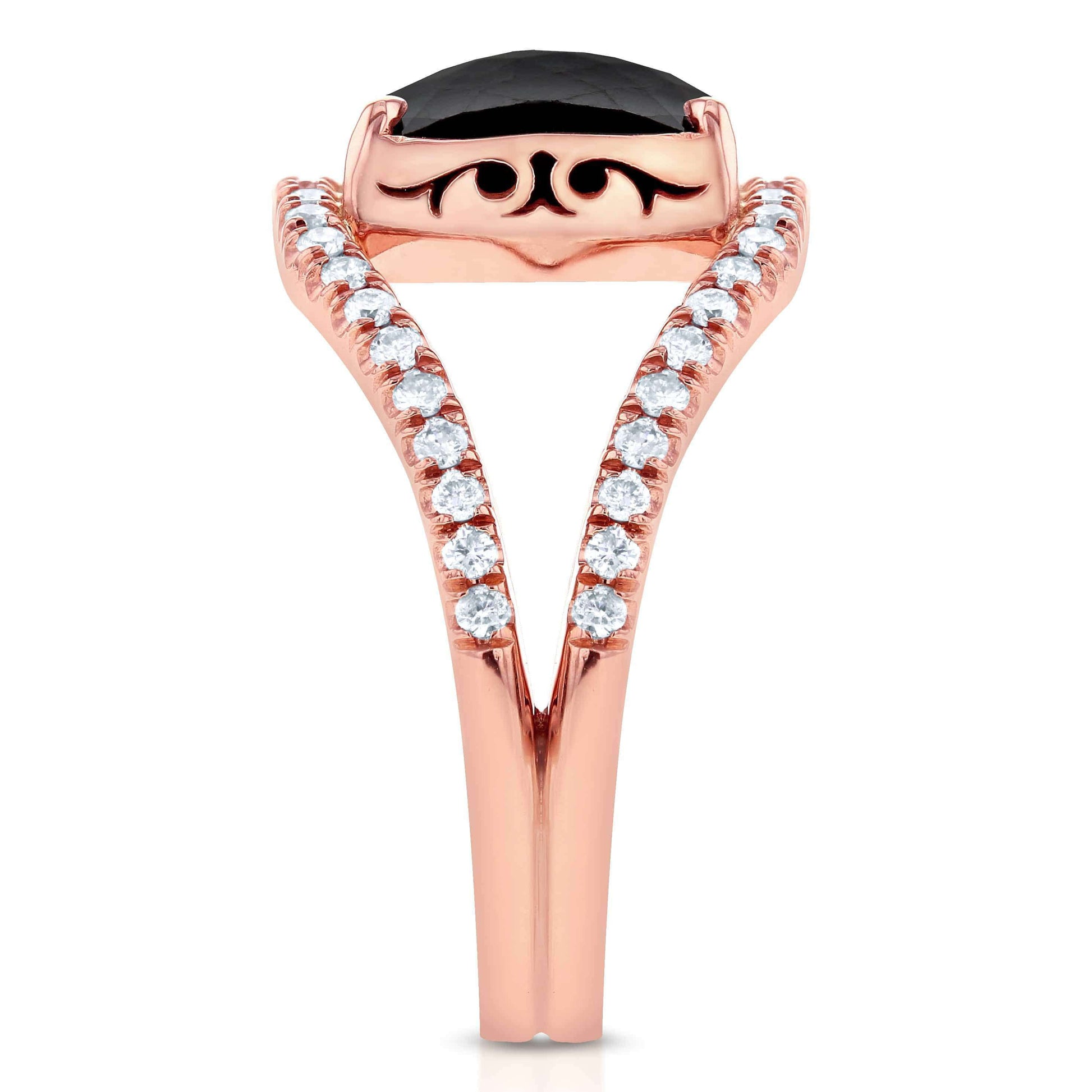 Kobelli Princess Cut Black Diamond  Ring 4 CTW in 14k Rose Gold