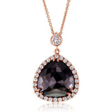 Kobelli päronformad rosenskuren svart och vit diamant Halo-stil hänge 5 CTW i 14k roséguld 71147X