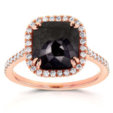 Anel Halo de diamante preto com corte almofada Kobelli 3 7/8 CTW em ouro rosa 14k 71148X/8.5R